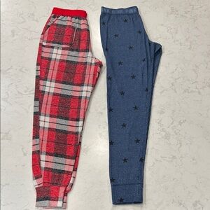 PINK Victoria's Secret Red Plaid Blue Black Stars Sleepwear Pajama Pull on Pants